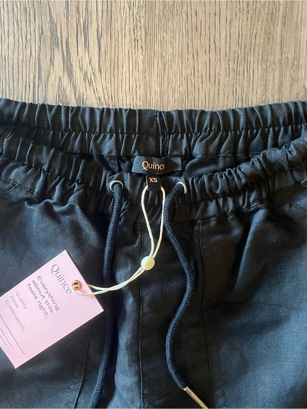NWT Quince Cotton Linen Twill Straight Leg Pants Black